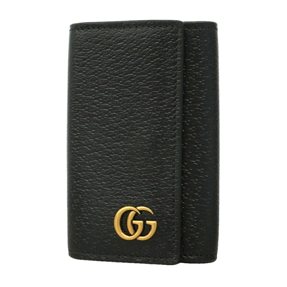 Gucci GG Marmont 435305 Leather Key Case, Black, Men's & Women's, P3486633